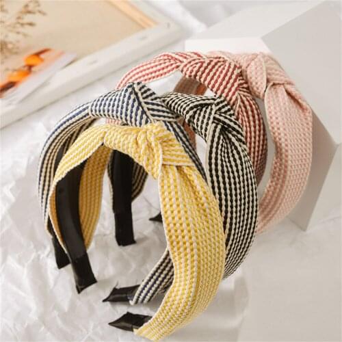 New Lattice Thicken Padded Cross Knot Hairbands Bezel Turban Women Headband Girls Headwear Popular Hair Hoop Fashion Accessories