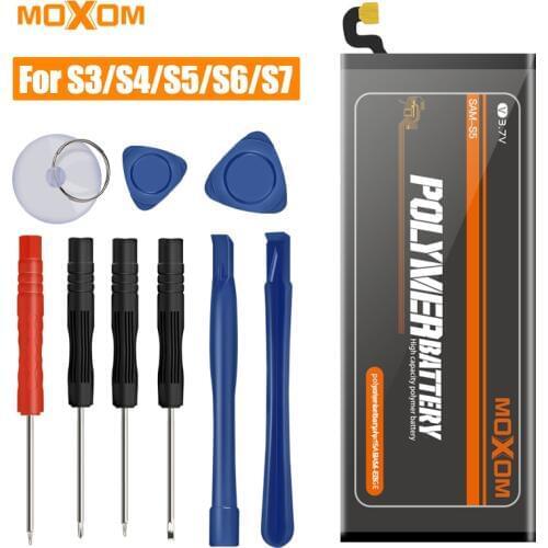 Original MOXOM For Samsung Galaxy S3 S4 S5 S6 S7 Battery i9300 i9500 G900 G920 G9300 Real Capacity Replacement Bateria