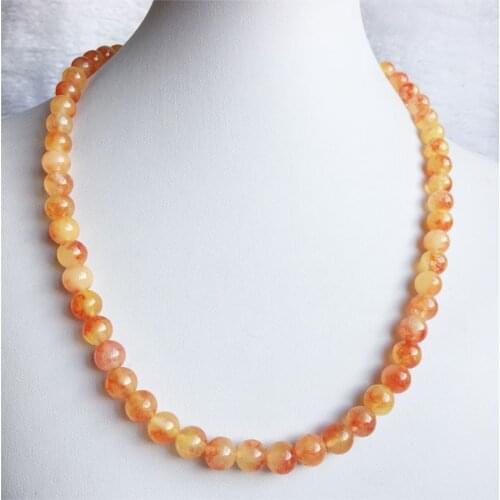 Blood Amber Color Jade Necklace Vintage Natural Stone Jewelry Noble Gemstone Elegant Exquisite Beaded Chain Choker Collier