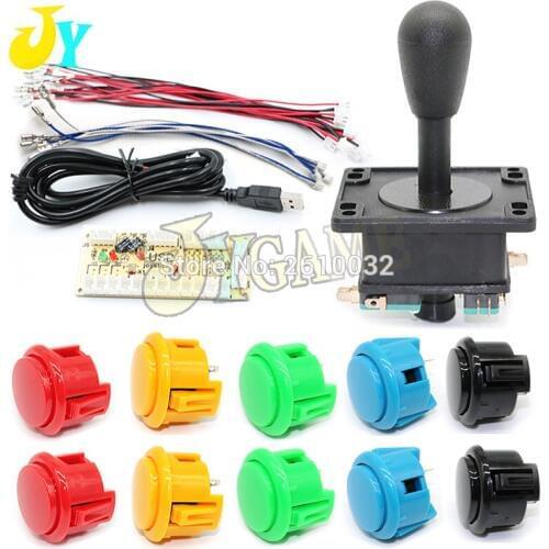 Durable Arcade Kit Zero Delay USB Encoder To PC Raspberry Pi Arcade DIY Copy Sanwa Push Button 1Pcs Happ Joystick