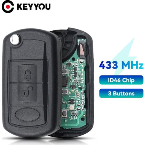 KEYYOU Car Remote Key For Land Rover Range Rover LR3 Discovery HU101 Blade 434 433 Mhz ID46 Chip Replacement Blank Flip Key