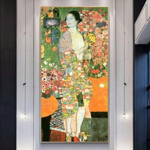Hand Painted Famous Painting The Nude Dancer By Gustav Klimt Canvas Painting Wall Art Pictures for Living Room Wall Decor Cuadro