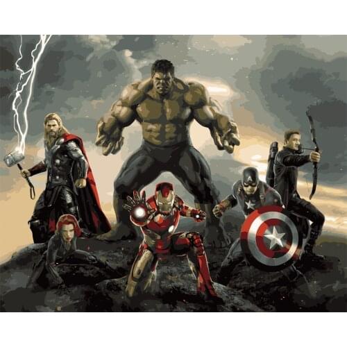 Marvel The Avengers Painting by Numbers Superhero Diy Oil Paintings Handpainted Iron Man Hulk Captain America Painting by Number