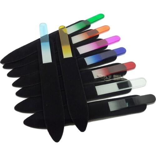 10000X Glass Nail Files Crystal File Nail Buffer With Companion Black Sleeve Colorful 5.5"/14CM Drop Shipping