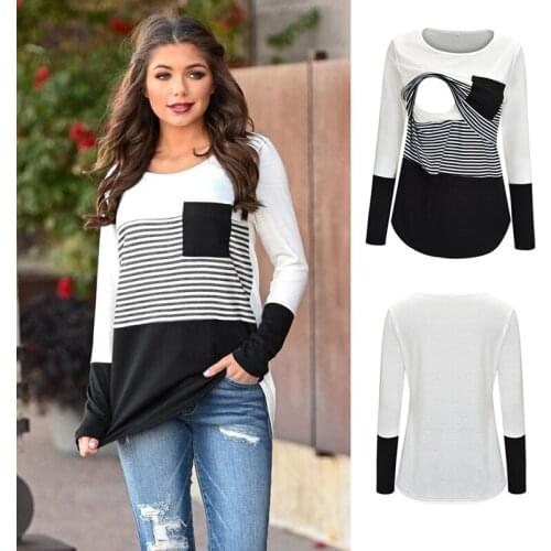 Pregnant Women Breastfeeding Tops Go Out Fashion Long-sleeved Shirts Mother T-shirts Nursing Clothes Bottoming Shirts Clothings