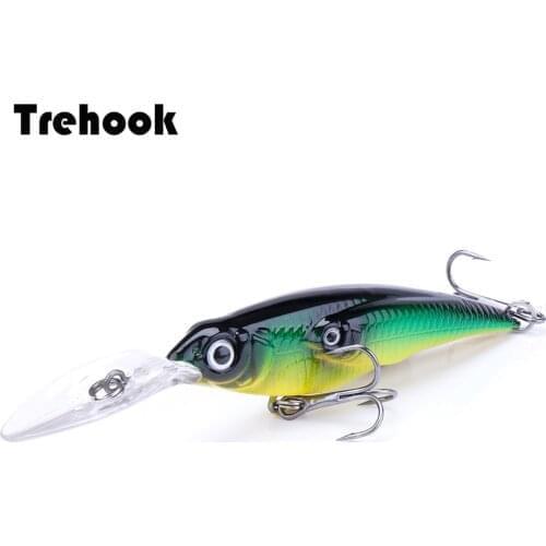 TREHOOK 7.5cm 8g Black Minnow Lure Floating Wobblers Pike Fishing Lures Hard Bait Crankbait Minow Artificial Lure Swimbait Pesca