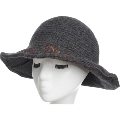 Knitting yarn Bucket Hats Autumn Winter Unisex outdoor cold proof Bucket hats Chinese Dragon Letter Embroidery Bucket Hats