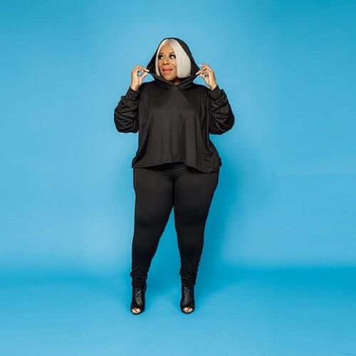 Plus Size Two Piece Outfits Long Sleeve Crop Top Set Leggings Joggers Matching Sets for Women Tracksuit Wholesale Dropshipping