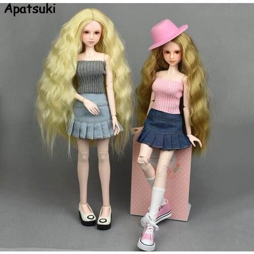 1SET Fashion Doll Clothes For 40-50cm XINYI Doll Sweater 1:4 Doll Accessories Doll Kids Toy Blue Jeans A-line Skirt High Quality