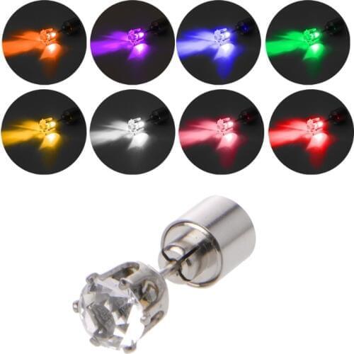 1pc Shiny LED Color Change Stud Earring Light Up Flashing Blinking Earring Dance Party Dress Woman Accessories