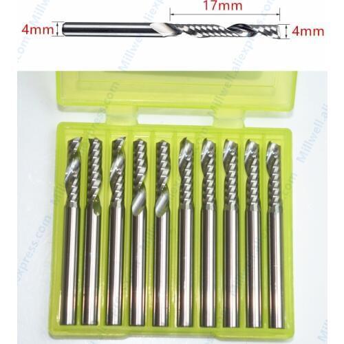 10PCS-4mmx 17mm,FREE SHIPPING CNC solid carbide woodworking router bit,1 flute spiral end mill,mdf,PVC,acrylic,wood tool