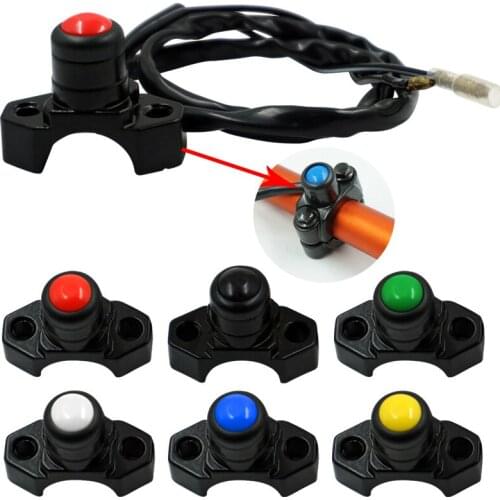 12V Motorcycle Handlebar Mount Switch Button Headlight Power Start Kill Fog Light Switches 55cm Wire Harness Self-reset Buttons