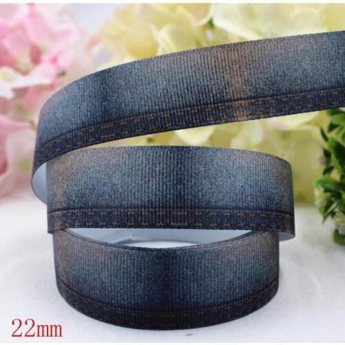 16574,(7/8")22mm 10yard/lot Gray-black Ribbons Thermal transfer Printed grosgrain Wedding Accessories DIY handmade material