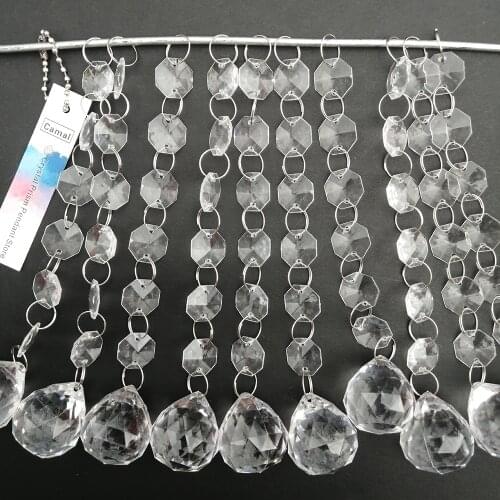Camal 60pcs 16.5cm Diamond Ball Pendant Acrylic Crystal Octagon Bead String Garland Chain Lamp Chandelier Party Curtain Wedding