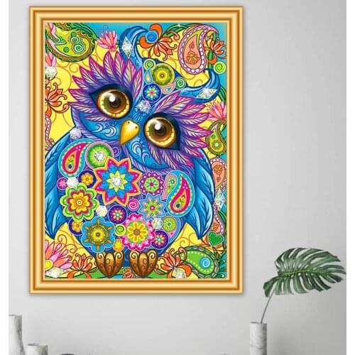 5D Diy Diamond Painting Owl Cross Stitch Full Diamond Embroidery color Animal Mosaic Rhinestones Art Picture Home Decor Gift