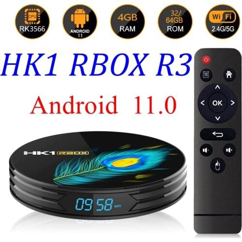 Android 11.0 TV BOX HK1 RBOX R3 RK3566 Quad-Core 64 Bits 4GB 8GB DDR4 64GB LAN 1000M 2.4G/5G Dual Wifi BT4.0 8K Media player