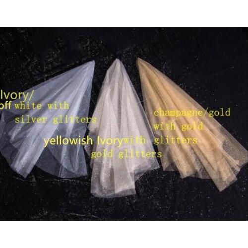 Shining Bling 2 Layers Ivory Champagne Short Wedding Veil with Comb Glitters Bridal Veil Voile Mariage Real Image