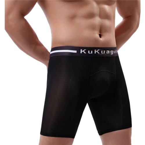 Men Boxer Ice Silky Super Thin Underwear Casual Boxer Breathable Bodybuilding Calzoncillo Hombre Skinny Boxershorts Homewear