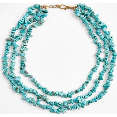 ZA Necklace Beach Style Female Bohemian Natural Green Stone Layered Necklaces For Women Boho Chunky Necklace Jewelry Gifts