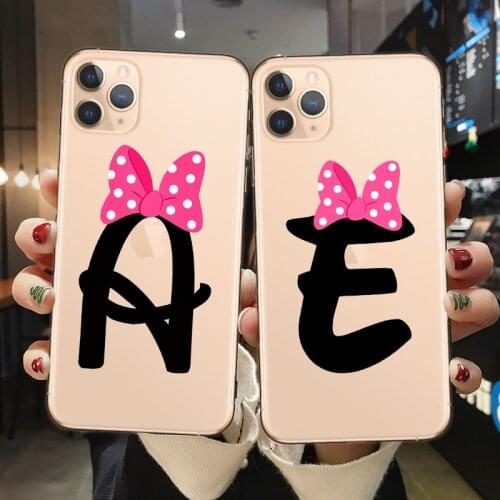 Initials Letter Case for iPhone 12 Mini 11 Pro X XS Max XR 8 7 6 6s Plus Soft Silicone Protective Cover