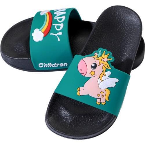 2020 Unicorn Kids Shoes Slippers For Boy Girl Rainbow Shoes Summer Toddler Children Indoor Baby Sandals PVC Cartoon Slippers