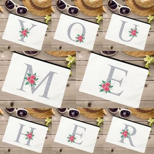 Letter Printed Travel Makeup Bags Women Purse Toiletries Organizer Handbag Portable Outdoor Wash Cosmetic Case Pencil Bag Gifts