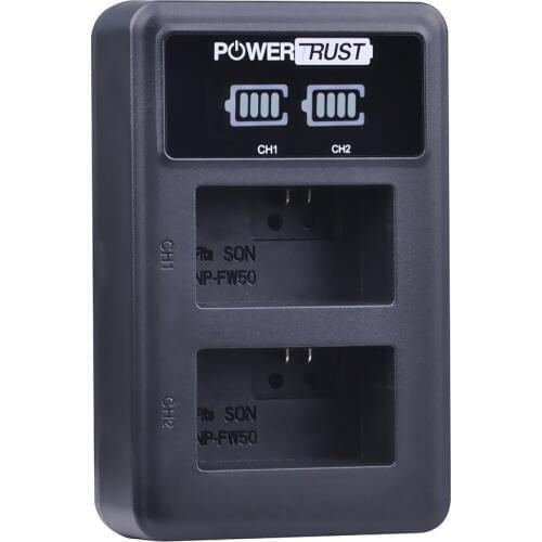 Powertrust NP-FW50 FW50 NPFW50 LED Dual USB Charger for Sony a37 Alpha 7 7R II 7S a7S a7R II a5000 NEX-7