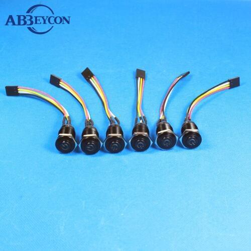 16mm Latching Metal Shell O-Ring and Power Logo Symbol Led Illuminated High Head Black Housing Wired Switch Set With Connector