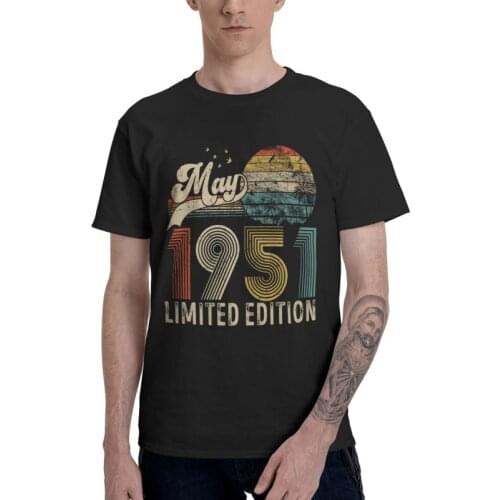 Vintage May 1951 T Shirt Men Short Sleeve Cotton T-shirt 70th 70 Years Old Birthday Gift Tee Tops Harajuku Tshirt Gift Idea