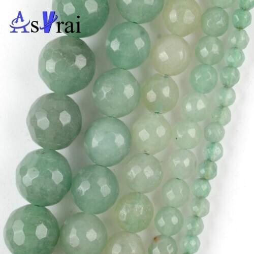 Stone Faceted Green Aventurine Round Beads For Jewelry Making 4/6/8/10/12MM Diy Bracelets Accessories Wholesale 15"