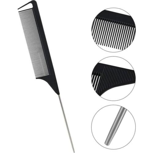 Pin Tail Comb High Dense Barbershop Steel Needle Rat-tail Shape Anti-static Hairdressing Comb Styling Hairdressing Tools