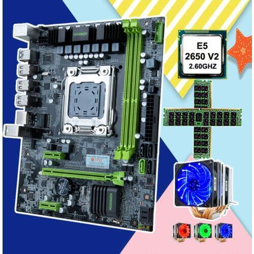 HUANANZHI M-ATX X79-6M Motherboard with Dual M.2 SSD Slot Good Processor Intel Xeon E5 2650 V2 CPU Cooler Big Brand RAM 32G RECC
