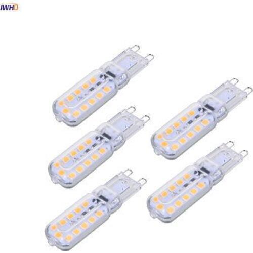 IWHD 5pcs 3W LED G9 220V Bulb 22xsmd3528 LED Lamp Bulb G9 Corn Light Replace Halogen Chandeliers Warm White White 110v-220v