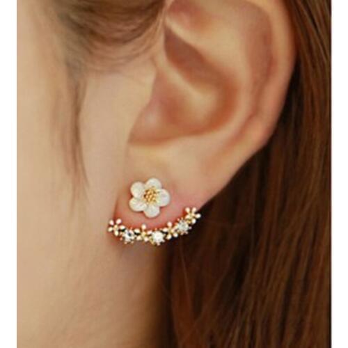 Exquisite crystal earrings ladies rose gold double - sided fashion jewelry earrings female earrings jewelry accessories