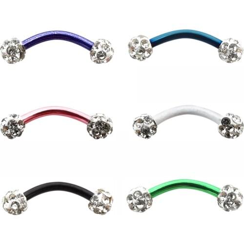 JHJT 1/6PCS Curved Barbell Eyebrow Piercing Tragus Helix Rook Earring Piercings Lip Helix Ring Sexy Jewelry 16G