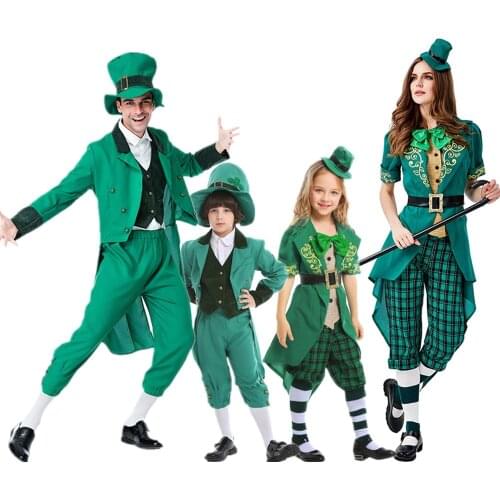 Ireland Green St Patricks Day Leprechaun Cosplay Costume Christmas Party Family Group Children Forest Goblin Elf Fancy Dress