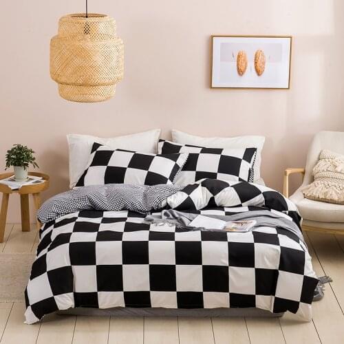 Aggcual Black and white chess bedding set king size grid pattern Quilt cover duvet cover set double bed home textile printed be1