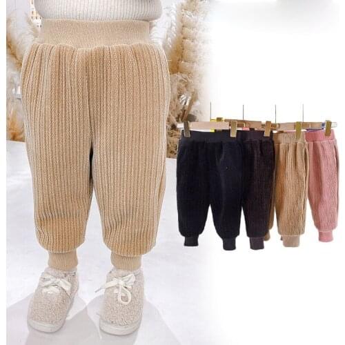 Warm Winter Baby Girls Pants Kids Cargo Pants Children Clothes Corduroy Casual Full Length Pants Boys Trousers 2 4 5 6 7 8 Years
