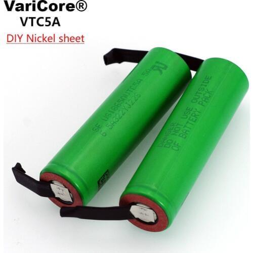 2PCS VariCore VTC5A 2600mAh 18650 Lithium Battery 30A Discharge for US18650VTC5 batteries + DIY Nickel Sheets