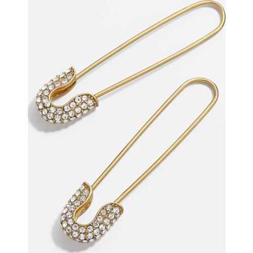 LUNA CHIAO New Style Jewelry Pave Crystal Pin Shape Drop Earring Women Simple Statement Earrings