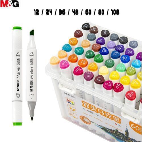 M&G Double-headed Marker Pen Hand Painting Design Set Students Water Color Pen Set Painting Painting Brush Set