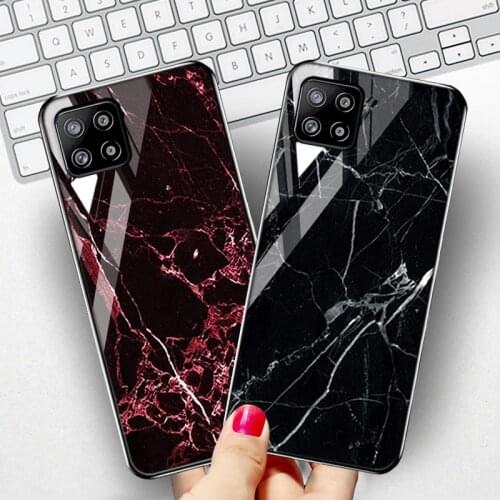 Marble Tempered Glass Case For Samsung A20e Case Luxury Samsung A02S A12 A51 A71 M51 A21S A31 A41 A42 A50 A01 A10 A30 A70 Covers