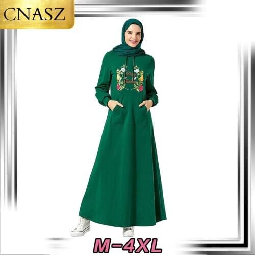 Muslim Dress Middle East Stylish Hoodie Islamic Turkey Pocket Embroidered Long Sleeve Arab Dress Dubai Morrocan Kimono Pakistan