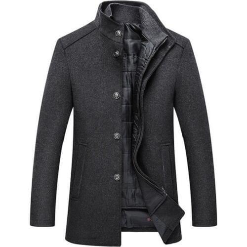 Hot sale Warm Wool Coat Men Thick Overcoats Topcoat Mens Single Breasted Coats And Jackets With Adjustable Vest Mens Coat