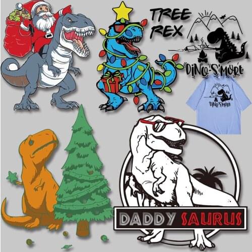 Monster Dinosaur Heat Transfer PVC Patch Cloth patches Stickers t shirts Vinyl Sticker For Clothes DIY Appliques