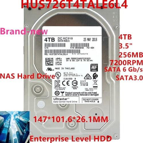 New HDD For WD Brand 4TB 3.5" SATA 6 Gb/s 256MB 7200RPM For Internal HDD For Enterprise HDD For HUS726T4TALE6L4 HUS726T4TALA6L4