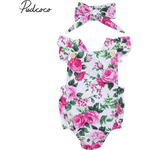 Floral Newborn Infant Baby Girl Bodysuit Romper Jumpsuit Clothes Outfits Sunsuit 0-24months