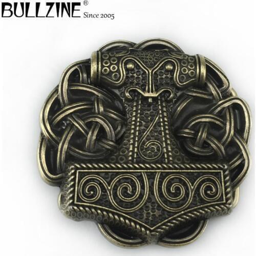 Bullzine wholesale Mjolnir THORSHAMMER VIKING belt buckle music belt buckle FP-03718-1 suitable for 4cm width snap on belt