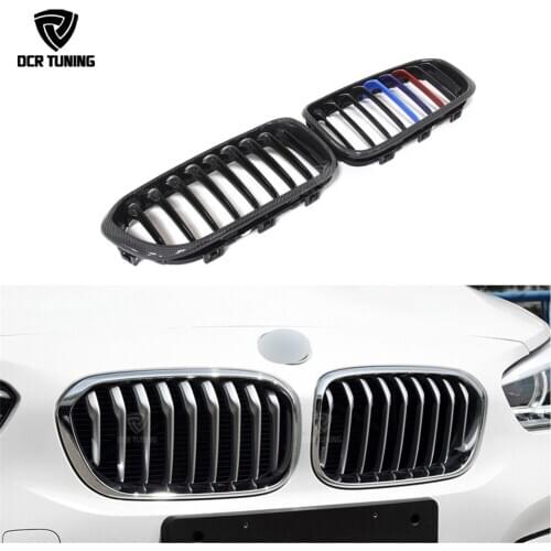 For BMW 1 Series F20 F21 116i 118i 125i M135i 2015 - UP Plastic Carbon Fiber Front Grille dual slats & single slat