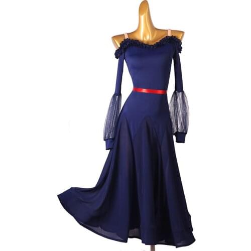 Ballroom dance dress backless modern dance tango classic thin waist was thin tall swing skirt dance performance practice skirt